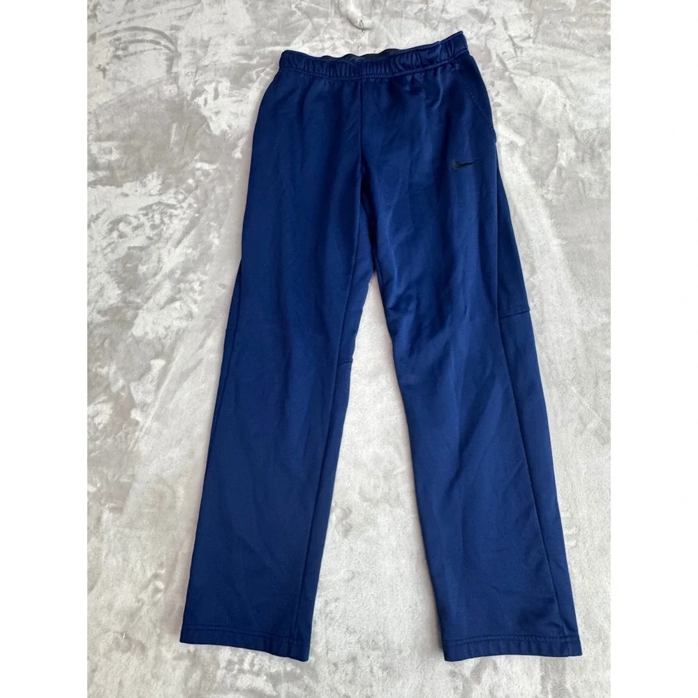 Nike Mens Dri-FIT Fleece Training Pants Navy Blue Straight Leg 800181-429 M